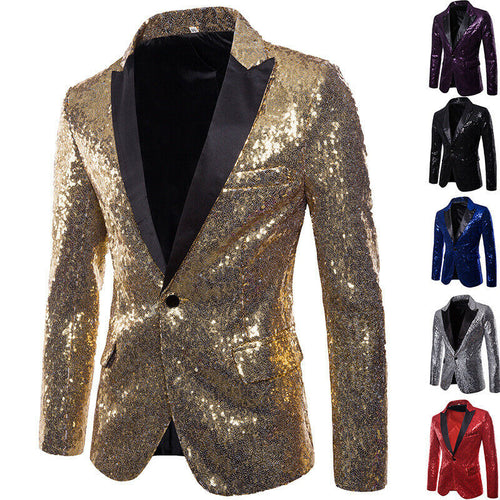 Men's Sequined Suit Jacket/Coat Glittering Bling Sequins Button Down color options