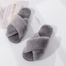 Load image into Gallery viewer, Women&#39;s Slippers Faux Fur Winter Cozy Warm Slip on gray