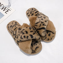 Load image into Gallery viewer, Women&#39;s Slippers Faux Fur Winter Cozy Warm Slip on animal print