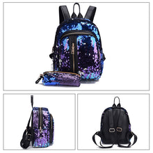 Load image into Gallery viewer, Women&#39;s-Girl&#39;s Bling Backpack 2pcs/set Sequins School Bag with Pencil Case cosmetic Clutch bag COLOR OPTIONS