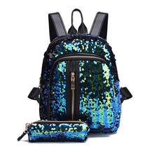 Load image into Gallery viewer, Women/Girl&#39;s Bling Backpack 2pcs/set Sequins School Bag with Pencil Case Clutch bag 