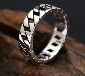 mens engagement or fashion ring is a hollow bank like basket weave smooth design size options silver 925 high quality fine jewelry