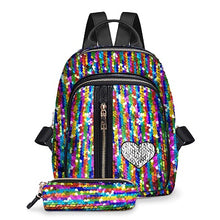 Load image into Gallery viewer, Women&#39;s-Girl&#39;s Bling Backpack 2pcs/set Sequins School Bag with Pencil Case cosmetic Clutch bag COLOR OPTIONS