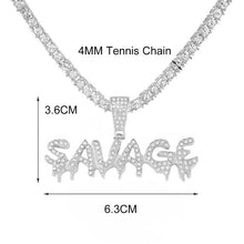 Load image into Gallery viewer, Hip Hop Jewelry Pendant Necklace Iced Out SAVAGE Gold/Silver Chain Options Tennis-Rope-Cuban